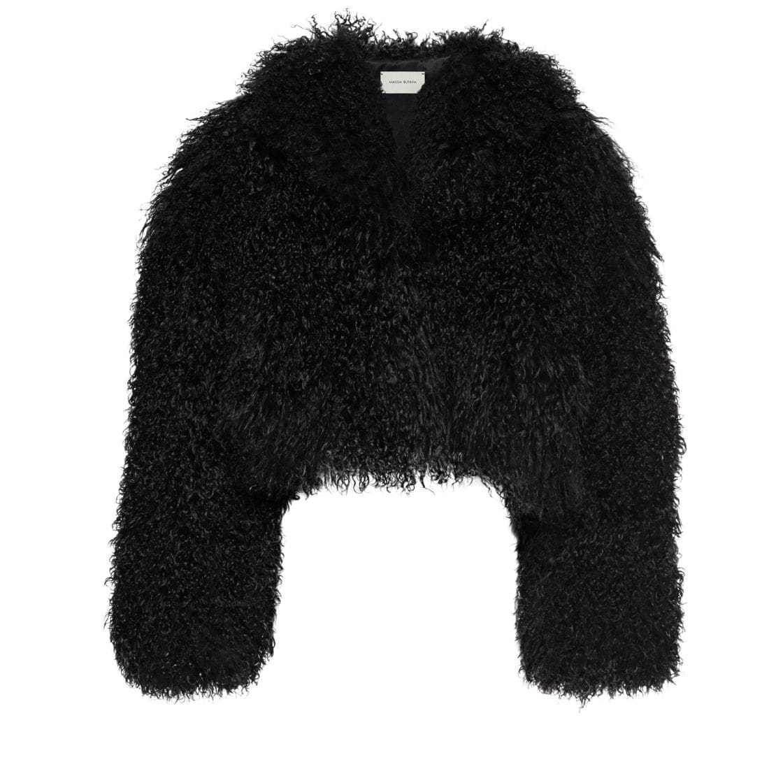 MAGDA BUTRYM SHORT SHAG SHEARLING COAT IN BLACK