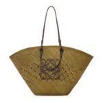 LOEWE LARGE ANAGRAM BASKET BAG IN IRACA PALM AND CALFSKIN
