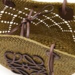 LOEWE SMALL ANAGRAM BASKET BAG IN IRACA PALM AND CALFSKIN