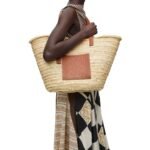 LOEWE LARGE BASKET BAG IN PALM LEAF AND CALFSKIN
