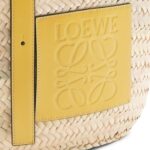 LOEWE BASKET BAG IN PALM LEAF AND CALFSKIN