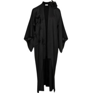 MAGDA BUTRYM SILK EMBROIDERED KIMONO IN BLACK