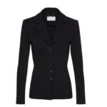 Longline jersey buttoned blazer in black