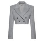 MAGDA BUTRYM CROPPED DOUBLE BREASTED BLAZER IN GREY