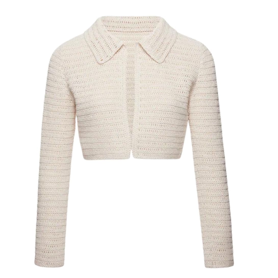 MAGDA BUTRYM CROCHET CROPPED BOLERO JACKET IN CREAM