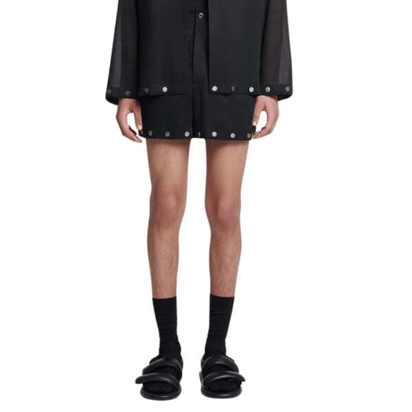 NANUSHKA TALLON STUDDED ORGANZA BERMUDA SHORTS BLACK
