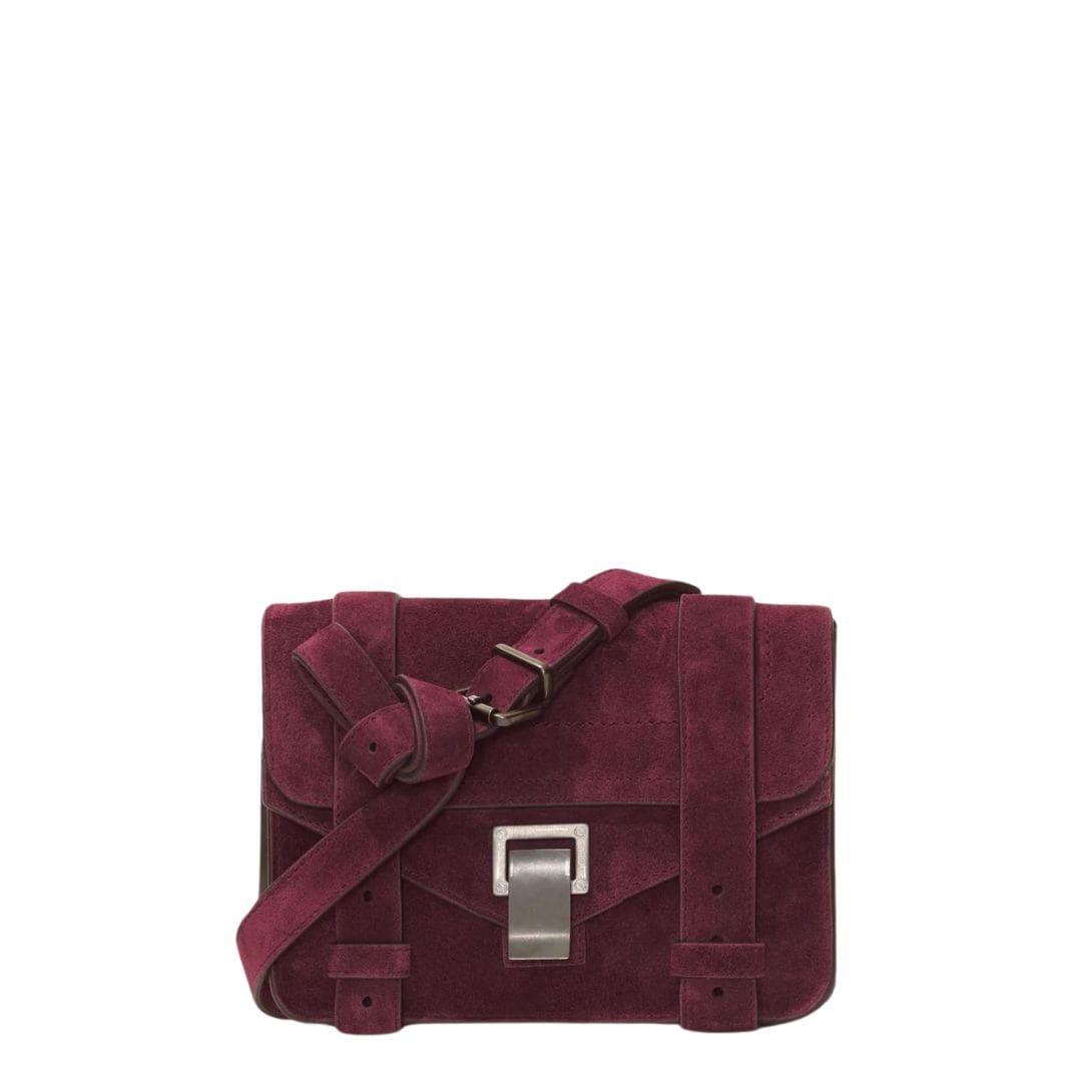 PROENZA PS1 MINI CROSBODY BAG IN SUEDE BORDEAUX