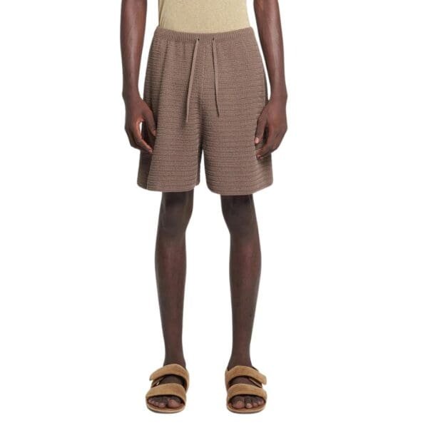 NANUSHKA CADEN LINEAR CROCHET SHORTS BROWN