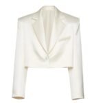 MAGDA BUTRYM CROPPED SILK BLEND BLAZER IN CREAM