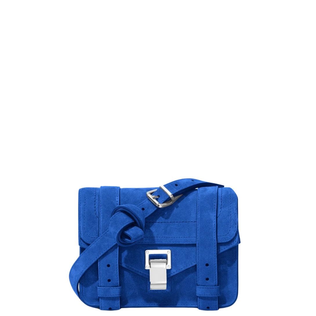 PROENZA PS1 MINI CROSBODY BAG IN SUEDE ELECTRIC BLUE