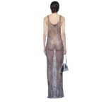  THE ATTICO DARK SILVER LONG DRESS
