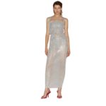 THE ATTICO PEARL GREY MIDI DRESS