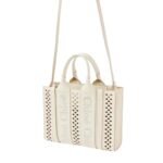 CHLOE SMALL WOODY TOTE BAG WITH STRAP MISTY IVORY