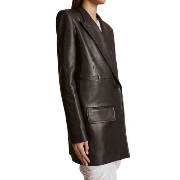 KHAITE THE JACOBSON BLAZER IN BLACK LEATHER