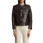 KHAITE THE LAYBIN JACKET IN BLACK LEATHER