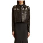 KHAITE THE RIZZO JACKET BLACK LEATHER WITH STUDS