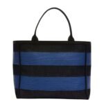 VALEXTRA TOTE BAG DENIM STRIPE MEDIUM