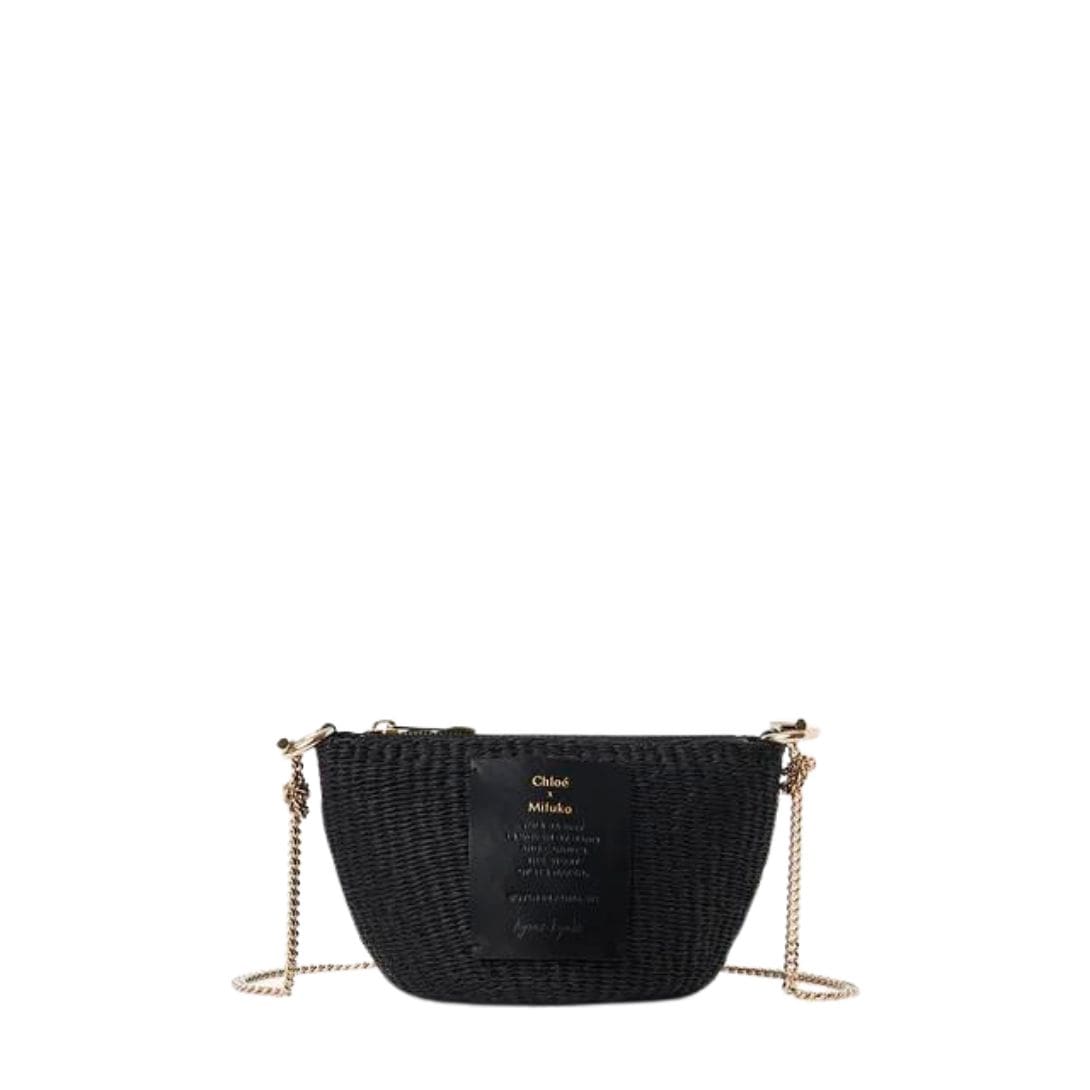 CHLOE ZIPPERED MINI BASKET WITH CHAIN BLACK