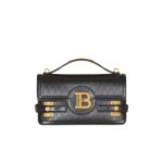 BALMAIN BUZZ SHOULDER 24 BAG IN GRID-EMBOSSED CALFSKIN 
