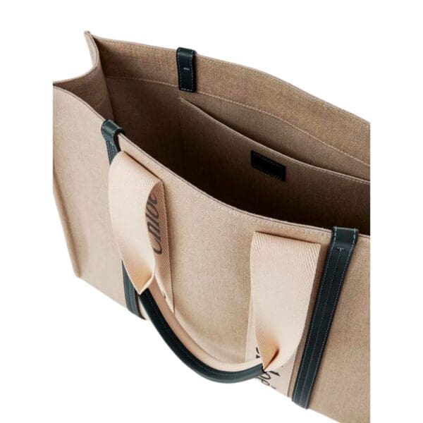 CHLOE LARGE WOODY TOTE BAG WHITE & BLUE