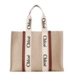 CHLOE LARGE WOODY TOTE BAG WHITE & BROWN
