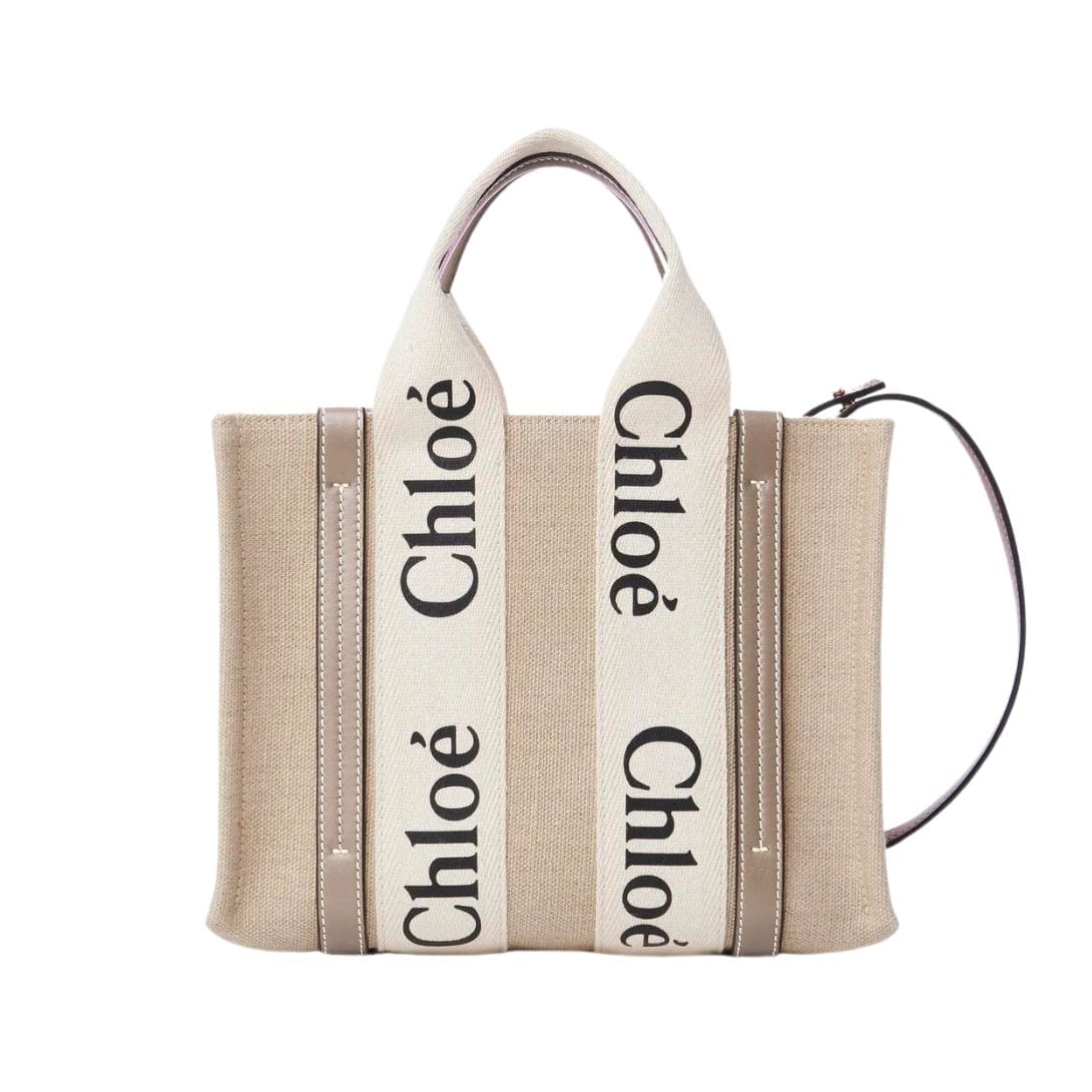 CHLOE SMALL WOODY TOTE BAG MUSK GREY