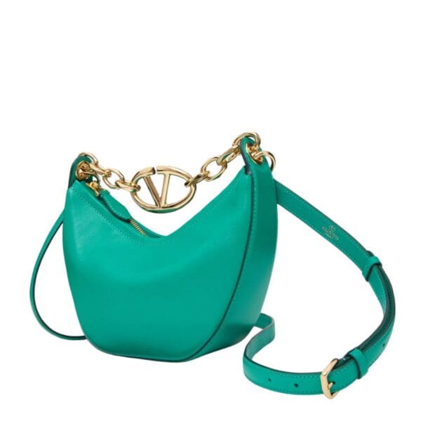 VALENTINO GARAVANI VLOGO MOON MINI HOBO BAG IN NAPPA LEATHER WITH CHAIN