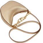 vVALENTINO GARAVANI VLOGO MOON MINI HOBO BAG IN METALLIC CALFSKIN WITH CHAIN