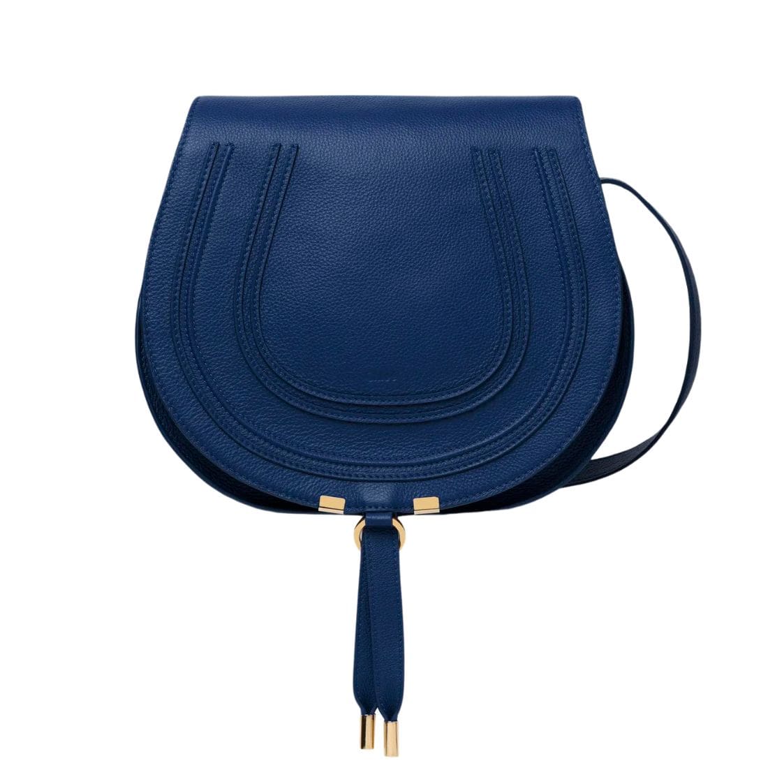 CHLOE MARCIE MEDIUM SADDLE BAG DEEP DENIM