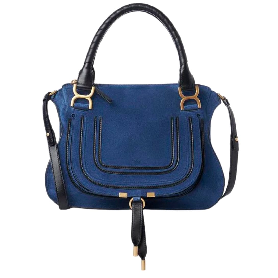 CHLOE MARCIE DOUBLE CARRY BAG DEEP DENIM