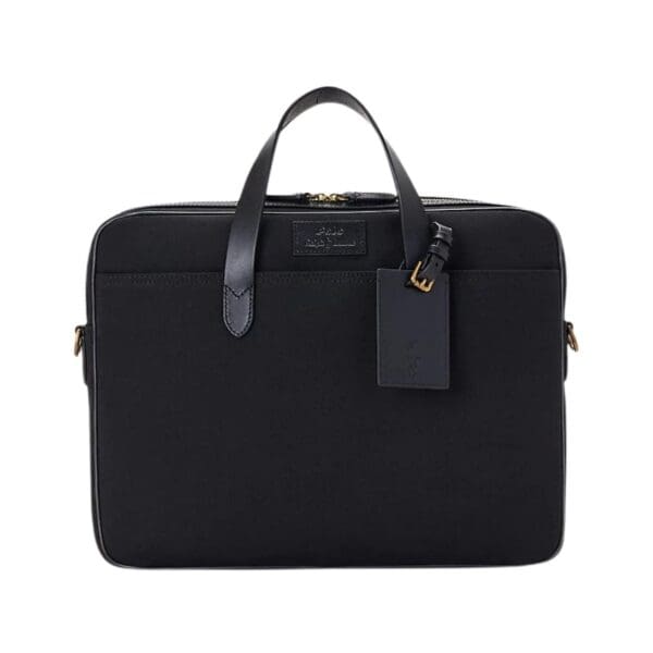 RALPH LAUREN LEATHER-TRIM CANVAS BRIEFCASE