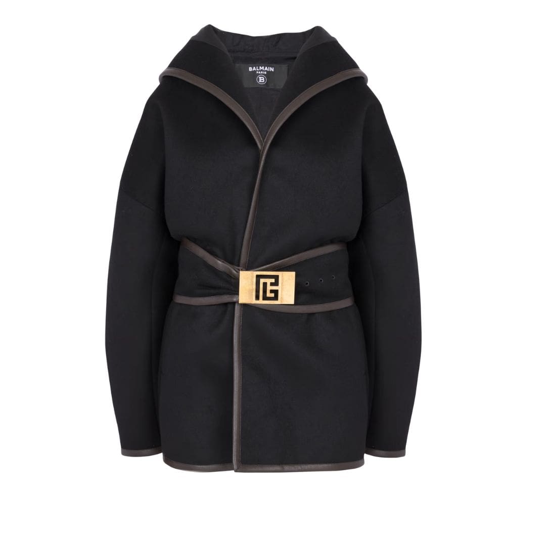 BALMAIN BELTED WOOL COAT