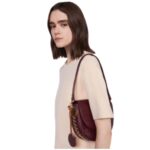 STELLA MCCARTNEY FRAYME CROC-EFFECT EMBOSSED MEDIUM FLAP SHOULDER BAG