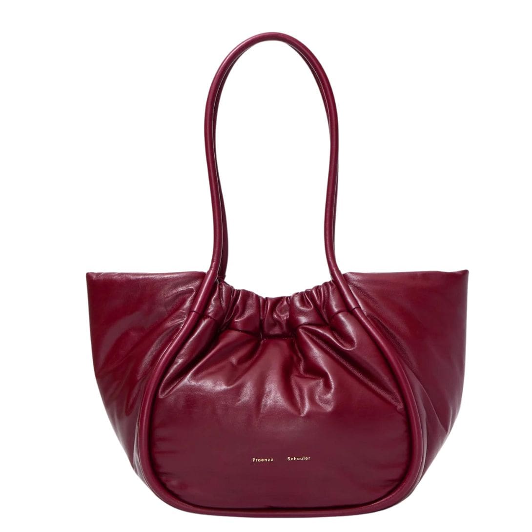 PROENZA LARGE RUCHED TOTE IN PUFFY NAPPA GARNET