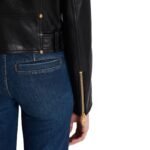 BALMAIN SHORT LEATHER BIKER JACKET