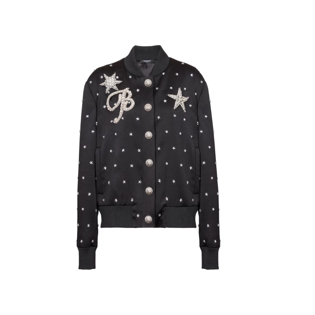 BALMAIN STARS EMBROIDERED BOMBER JACKET