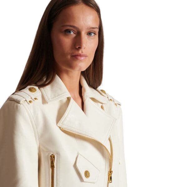 BALMAIN ZIPPED LEATHER BIKER JACKET