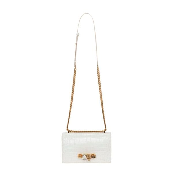 ALEXANDER MCQUEEN WOMANS JEWELLED SATCHEL IN DEEP LVORY
