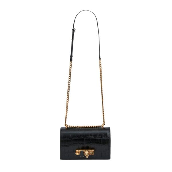 ALEXANDER MCQUEEN WOMANS MINI JEWELLED SATCHEL IN BLACKGOLD