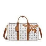 MCM OTTOMAR WEEKENDER BAG IN MEGA LAUREL VISETOS WHITE