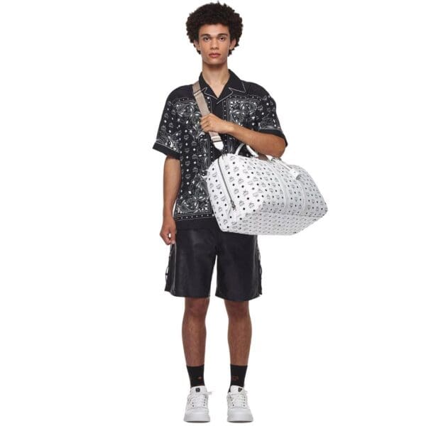 MCM OTTOMAR WEEKENDER BAG IN VISETOS WHITE