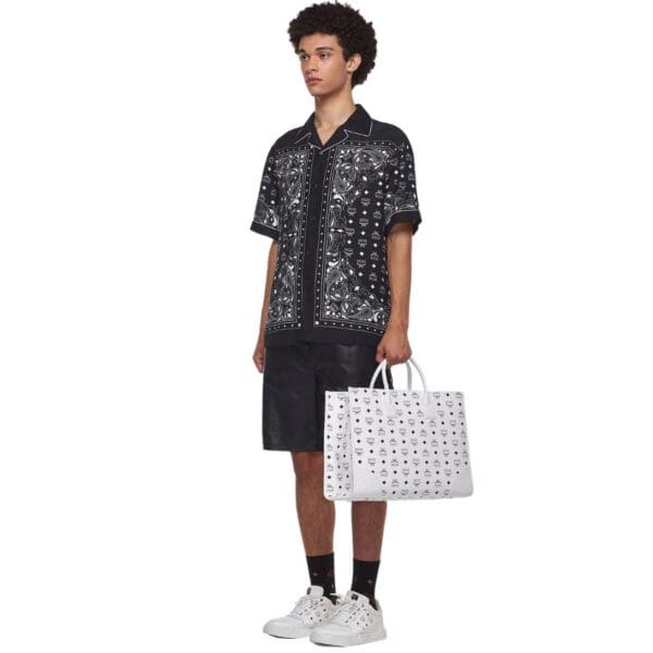 MCM MÜNCHEN TOTE IN VISETOS WHITE