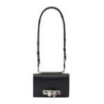 Alexander McQueen Women's The Biker Mini Jewelled Satchel in Black: An edgy, stylish satchel adorned with jewels, perfect for adding a bold touch to any outfit.