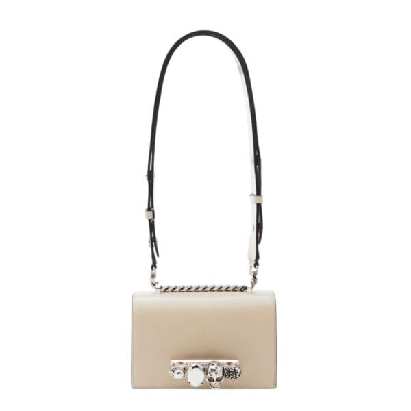 ALEXANDER MCQUEEN WOMANS THE BIKER MINI JEWELLED SATCHEL IN CAMEL