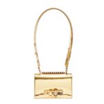 ALEXANDER MCQUEEN WOMANS THE BIKER MINI JEWELLED SATCHEL IN GOLD