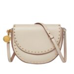 STELLA MCCARTNEY FRAYME STUDDED GRAINY ALTER MAT MEDIUM FLAP SHOULDER BAG