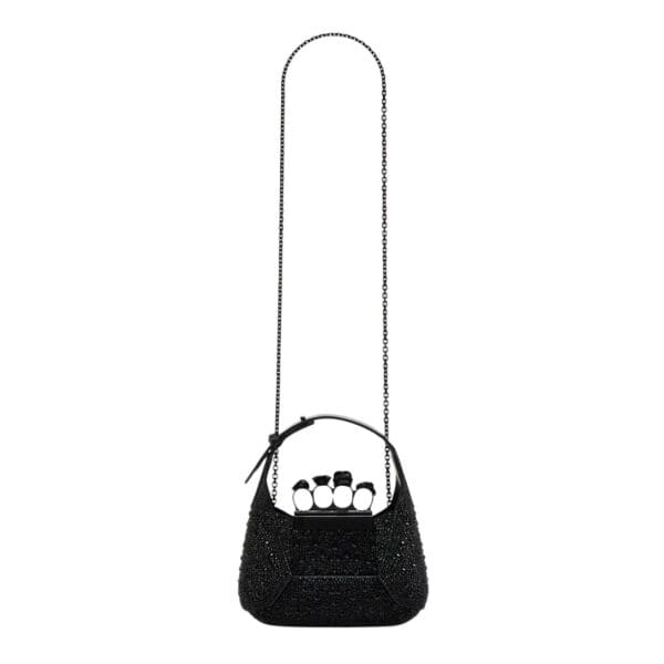 ALEXANDER MCQUEEN WOMENS THE JEWELLED HOBO MINI BAG IN BLACK