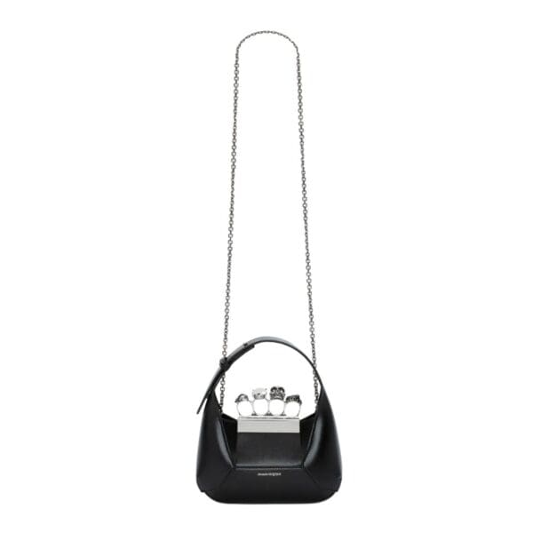 ALEXANDER MCQUEEN WOMENS THE JEWELLED HOBO MINI BAG IN BLACK