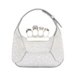 ALEXANDER MCQUEEN WOMENS THE JEWELLED HOBO MINI BAG IN SILVER