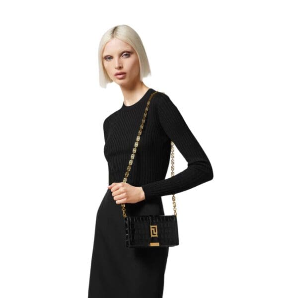 VERSACE CROC-EFFECT GRECA GODDESS MINI BAG
